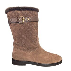 LOUIS VUITTON Snowball Sherpa Shearling Suede Winter Snow Logo Y2K 90s Boots 41